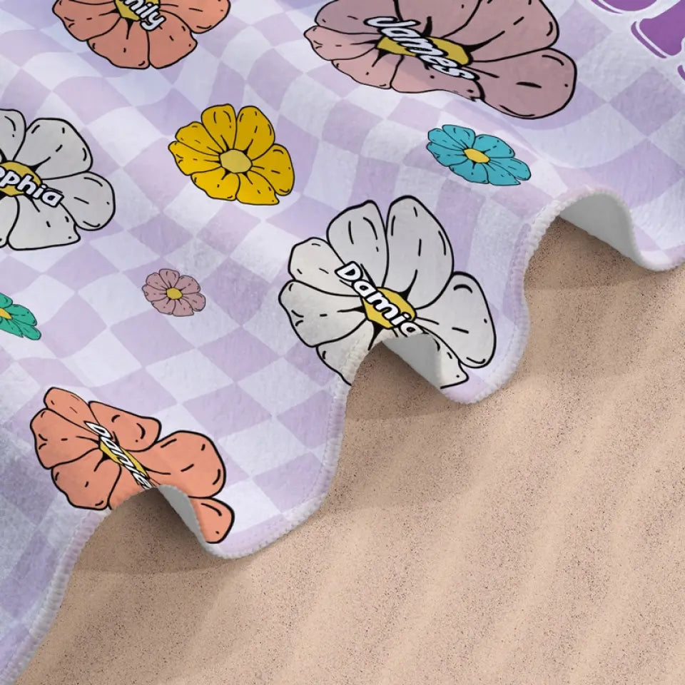 Serviette de plage personnalisée « Air marin, cheveux salés » – Cadeau pour les vacances d'été, un anniversaire, une fête à la piscine, pour grand-mère