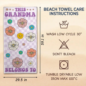 Serviette de plage personnalisée « Air marin, cheveux salés » – Cadeau pour les vacances d'été, un anniversaire, une fête à la piscine, pour grand-mère