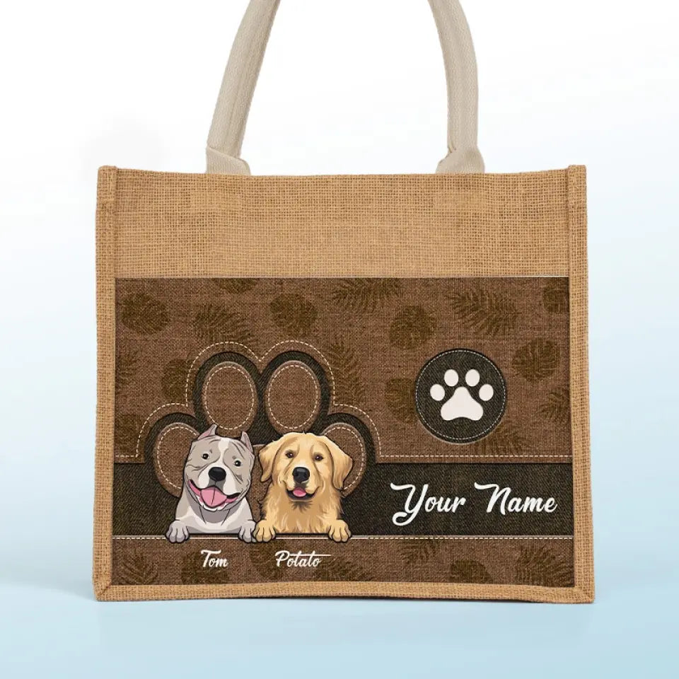 Cet humain nous appartient - Sacs fourre-tout personnalisés pour chien, sacs fourre-tout en jute, sacs de plage - Cadeau pour propriétaires d'animaux et amoureux des animaux