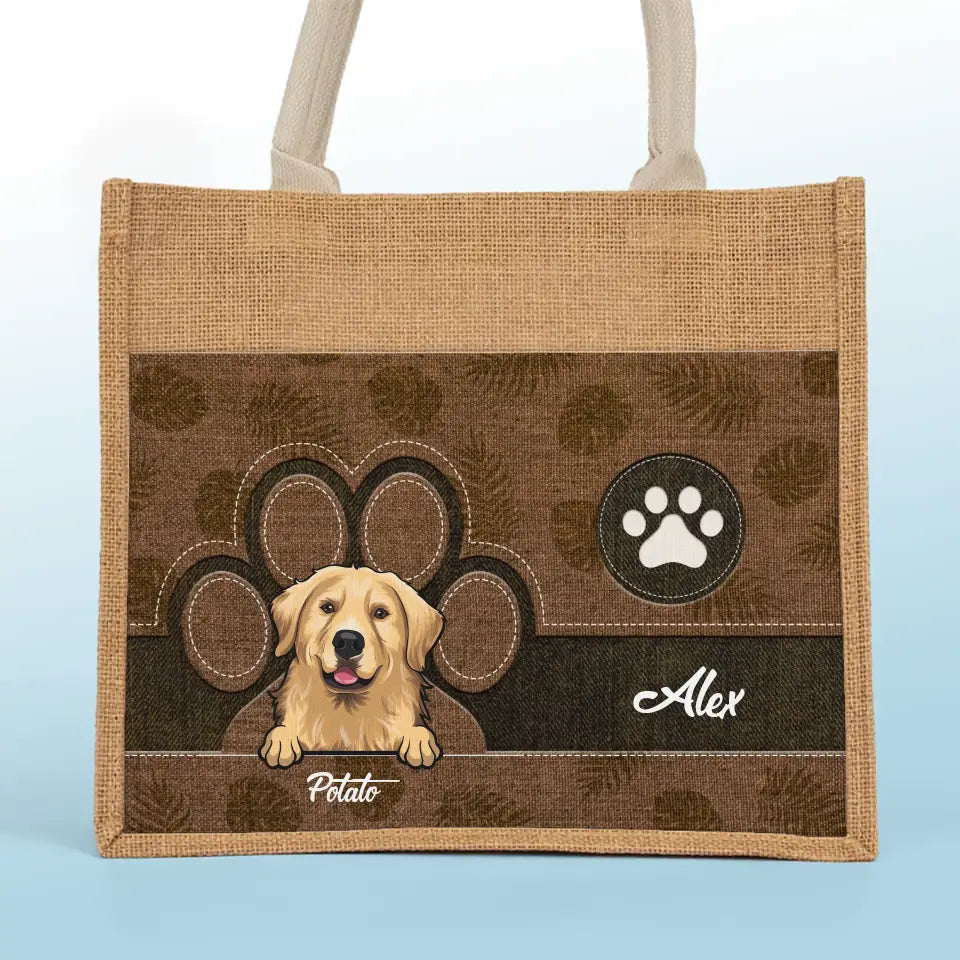 Cet humain nous appartient - Sacs fourre-tout personnalisés pour chien, sacs fourre-tout en jute, sacs de plage - Cadeau pour propriétaires d'animaux et amoureux des animaux