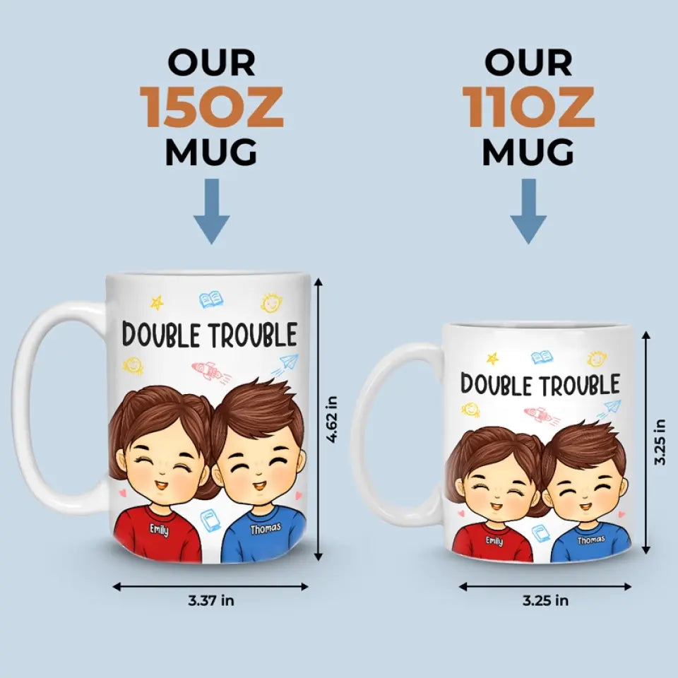 Double problème pour les parents - Tasse personnalisée pour la famille - Cadeau pour les membres de la famille