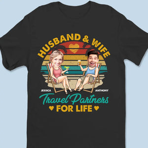 Partenaires de voyage photo personnalisés pour la vie - T-shirt, sweat à capuche et sweat-shirt unisexe personnalisé pour couple - Cadeau pour mari et femme, anniversaire
