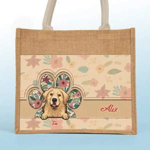 Cet humain m'appartient - Sacs fourre-tout personnalisés pour chien, sacs fourre-tout en jute, sacs de plage - Cadeau pour propriétaires d'animaux et amoureux des animaux