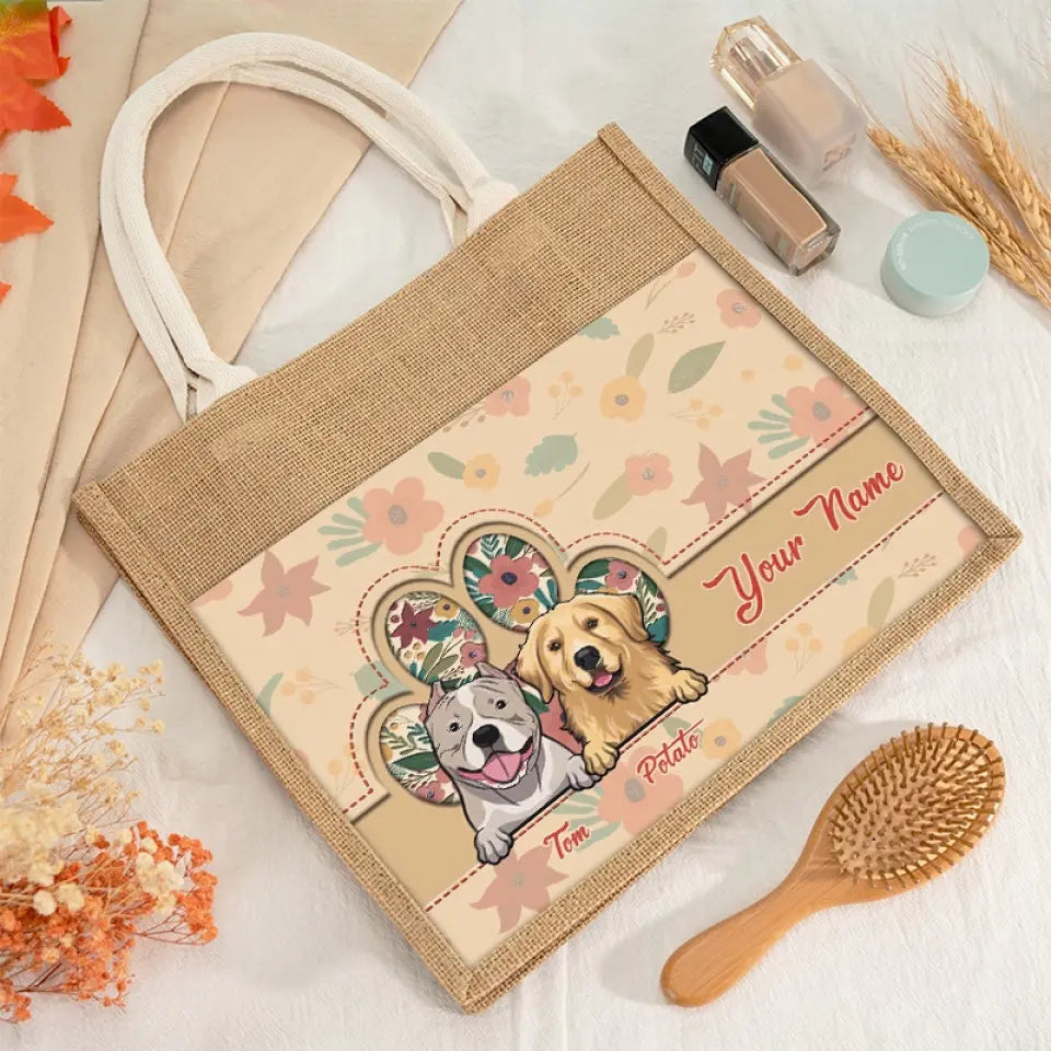 Cet humain m'appartient - Sacs fourre-tout personnalisés pour chien, sacs fourre-tout en jute, sacs de plage - Cadeau pour propriétaires d'animaux et amoureux des animaux