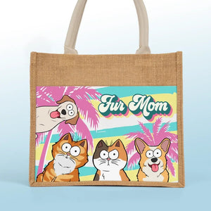 Fourrure Maman - Sacs fourre-tout personnalisés pour chiens et chats, sacs fourre-tout en jute, sacs de plage - Cadeau pour propriétaires et amoureux des animaux