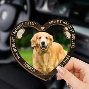 Photo personnalisée « Tu as été mon adieu le plus dur » - Clip de pare-soleil de voiture personnalisé commémoratif - Cadeau de condoléances pour les propriétaires d'animaux et les amoureux des animaux