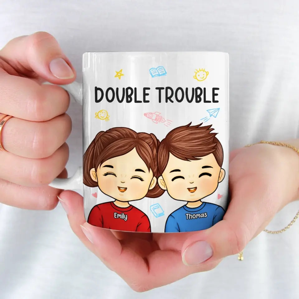 Double problème pour les parents - Tasse personnalisée pour la famille - Cadeau pour les membres de la famille