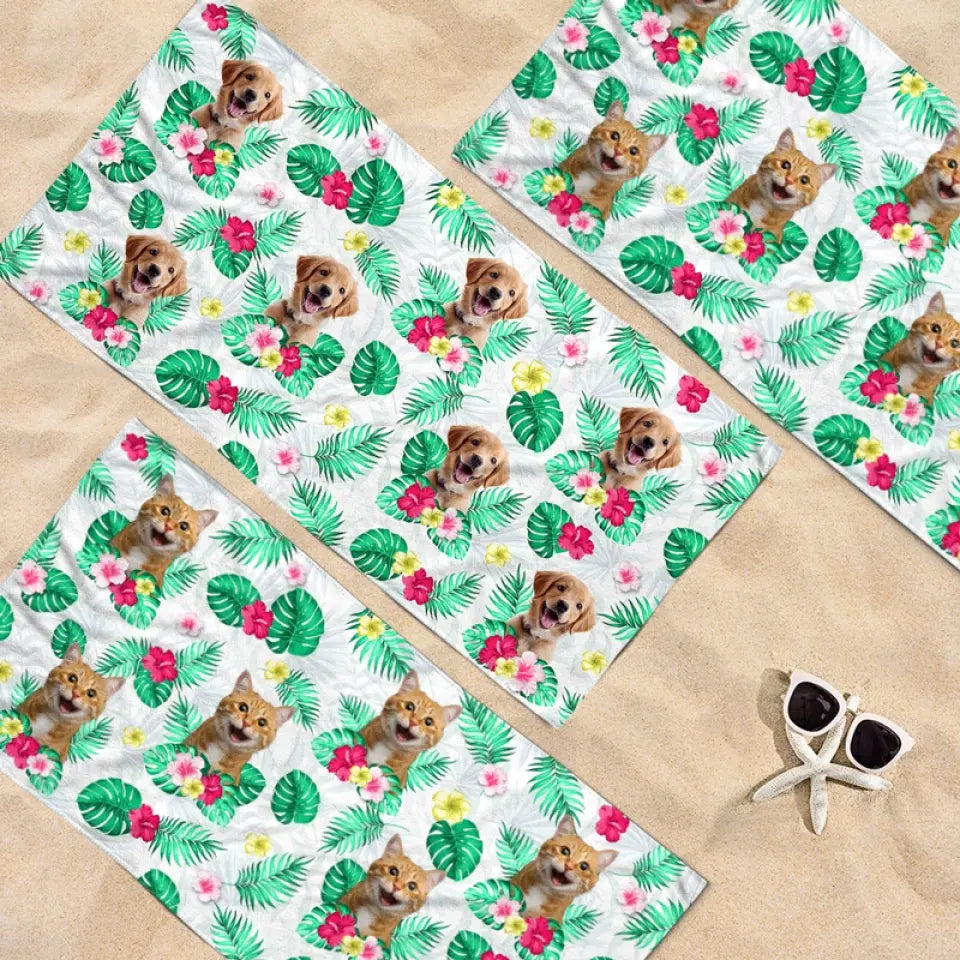 Photo personnalisée prête à bronzer - Chien
 Serviette de plage personnalisée avec chat - Cadeau de vacances d'été, cadeau d'anniversaire pour les propriétaires d'animaux et les amoureux des animaux