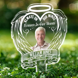 Photo personnalisée dont on se souvient avec amour - Piquet de jardin en acrylique style vitrail personnalisé - Cadeau de condoléances pour les membres de la famille