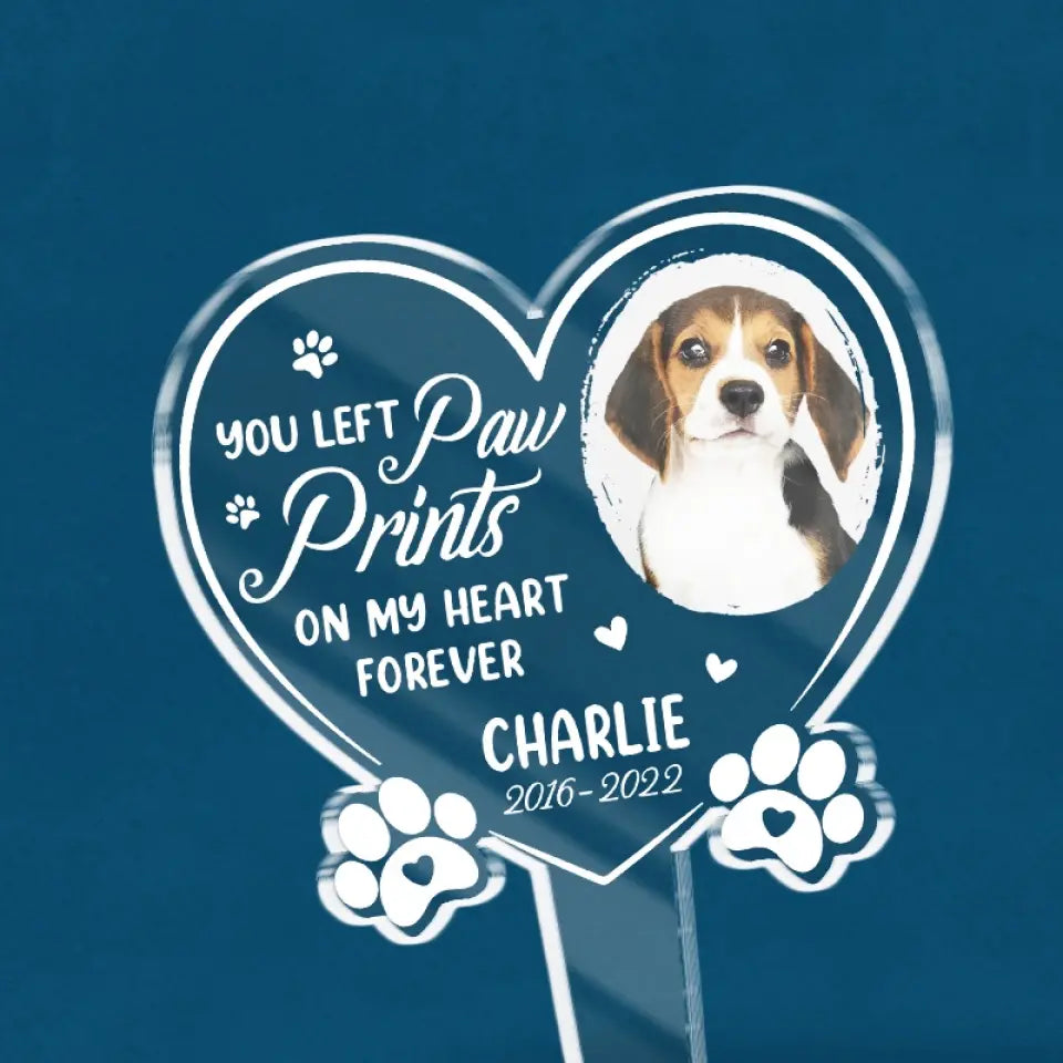 Photo personnalisée « Je t'aimerai toujours » - Piquet de jardin en acrylique style vitrail personnalisé - Cadeau de condoléances pour les propriétaires et les amoureux des animaux