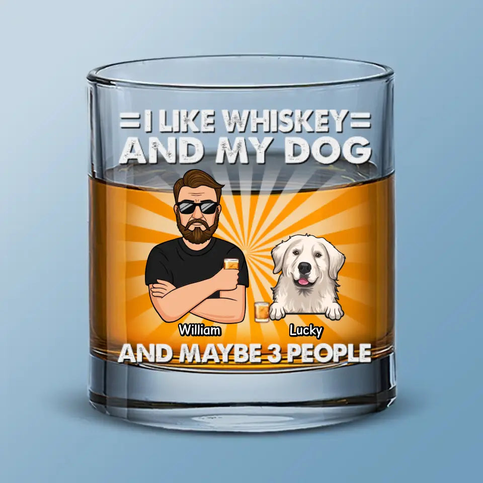J'aime le whisky et mes chiens - Verre à whisky personnalisé pour chien - Cadeau pour les propriétaires d'animaux et les amoureux des animaux
