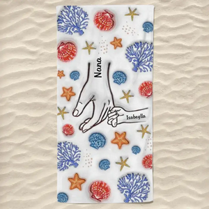 Un été merveilleux avec grand-mère - Serviette de plage personnalisée pour la famille - Cadeau de vacances d'été pour grand-mère