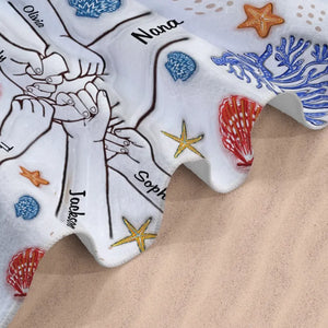 Un été merveilleux avec grand-mère - Serviette de plage personnalisée pour la famille - Cadeau de vacances d'été pour grand-mère