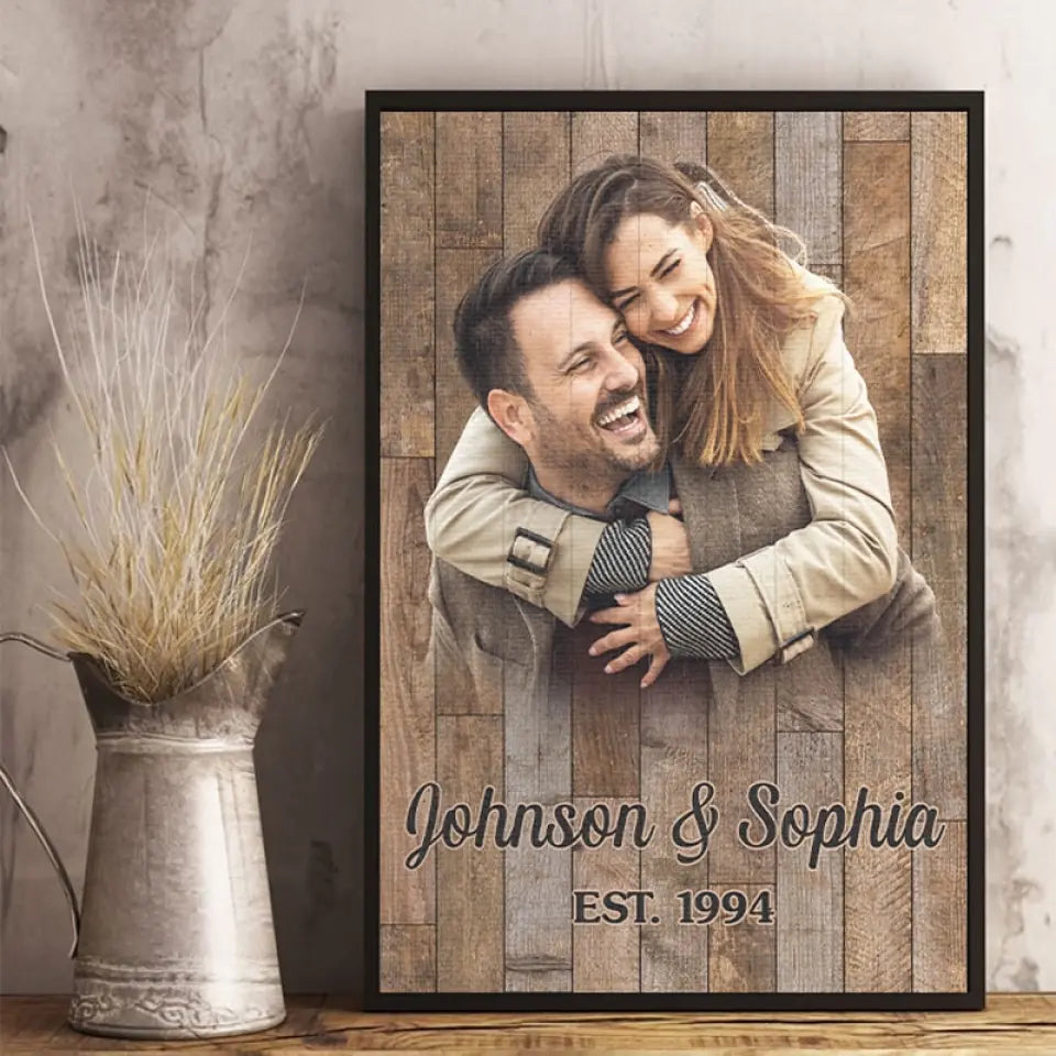 Photo personnalisée dans une pièce pleine d'art, je te regarderais toujours - Affiche verticale personnalisée pour couple - Cadeau pour mari et femme, anniversaire