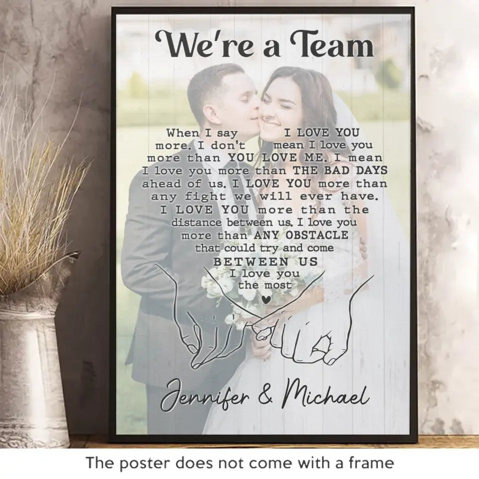Photo personnalisée « Je t'aime le plus » - Affiche verticale personnalisée pour couple - Cadeau pour mari et femme, anniversaire