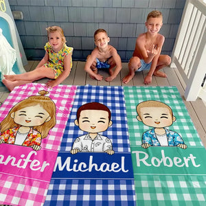 L'été, c'est le temps de la famille - Serviette de plage personnalisée pour la famille - Cadeau de vacances d'été, cadeau d'anniversaire pour les membres de la famille