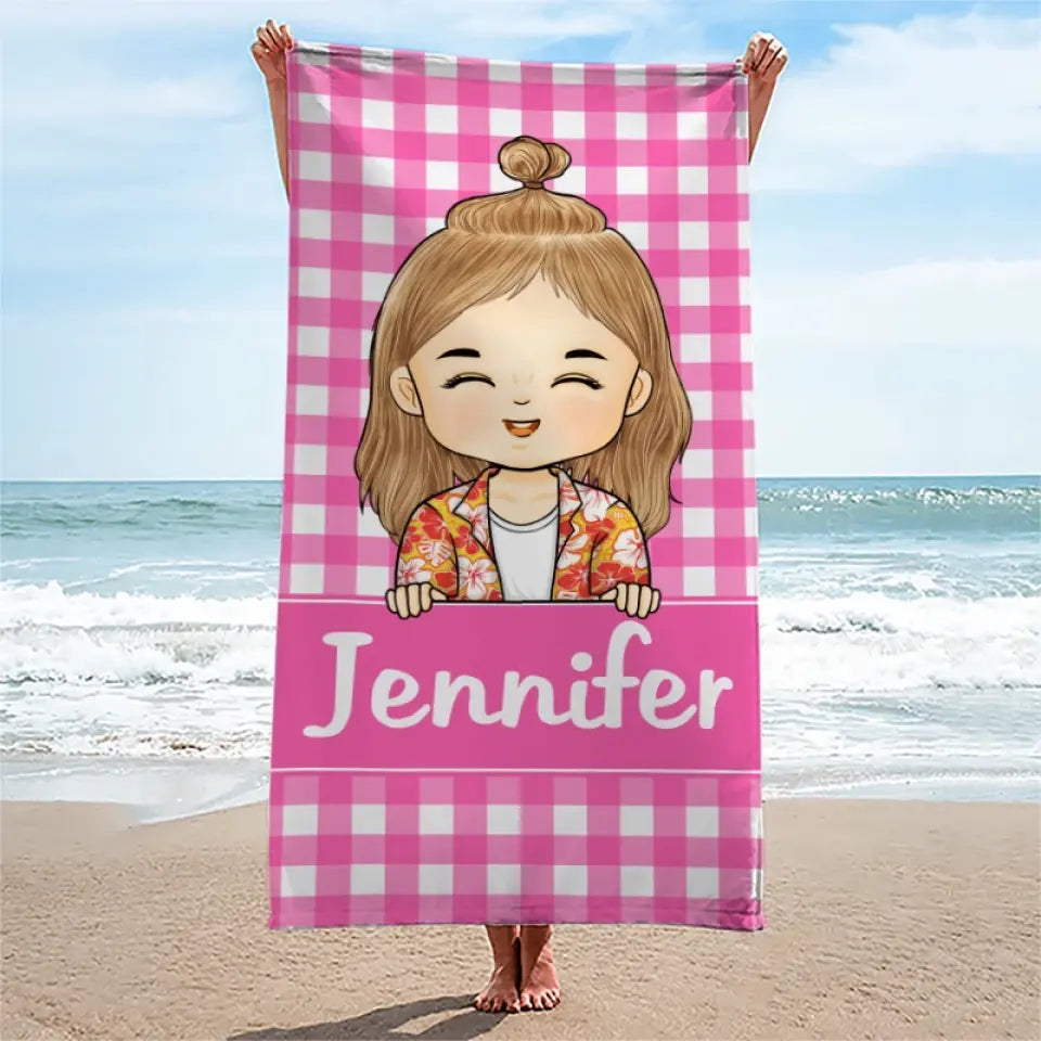 L'été, c'est le temps de la famille - Serviette de plage personnalisée pour la famille - Cadeau de vacances d'été, cadeau d'anniversaire pour les membres de la famille