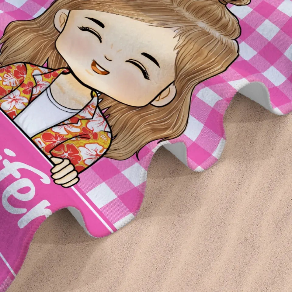 L'été, c'est le temps de la famille - Serviette de plage personnalisée pour la famille - Cadeau de vacances d'été, cadeau d'anniversaire pour les membres de la famille