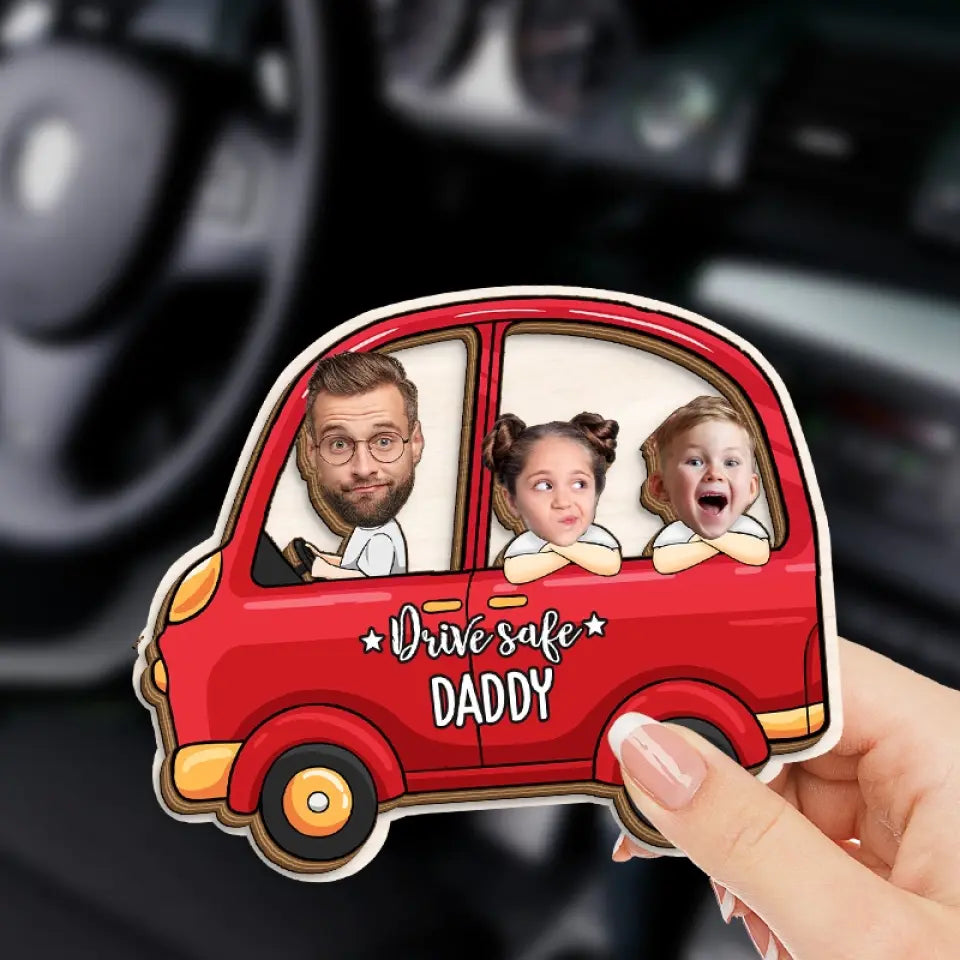 Photo personnalisée « Conduisez en toute sécurité » « Je t'aime » - Clip de pare-soleil de voiture personnalisé pour la famille - Cadeau pour les membres de la famille