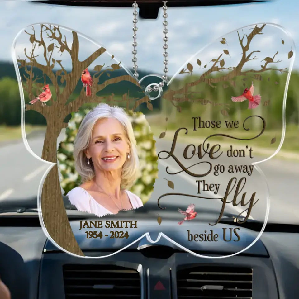 Photo personnalisée à jamais présente dans nos cœurs - Ornement de voiture personnalisé commémoratif personnalisé - Forme personnalisée en acrylique - Cadeau de condoléances pour les membres de la famille