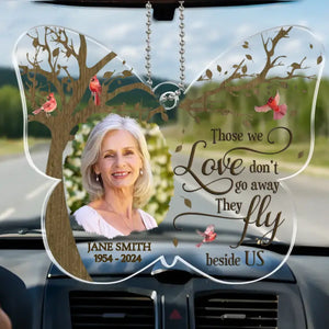 Photo personnalisée à jamais présente dans nos cœurs - Ornement de voiture personnalisé commémoratif personnalisé - Forme personnalisée en acrylique - Cadeau de condoléances pour les membres de la famille