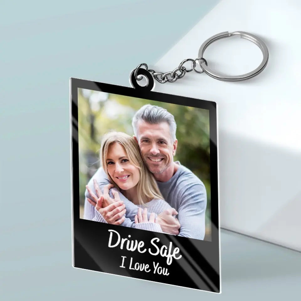 Porte-clés photo personnalisé en acrylique avec photo « L'amour est la beauté de l'âme » - Cadeau pour couple, anniversaire
