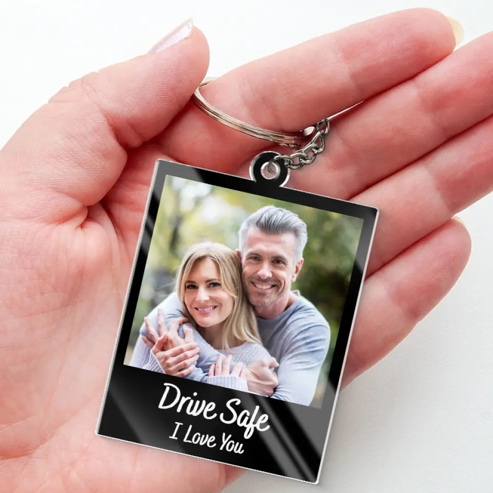 Porte-clés photo personnalisé en acrylique avec photo « L'amour est la beauté de l'âme » - Cadeau pour couple, anniversaire