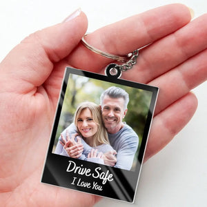 Porte-clés photo personnalisé en acrylique avec photo « L'amour est la beauté de l'âme » - Cadeau pour couple, anniversaire