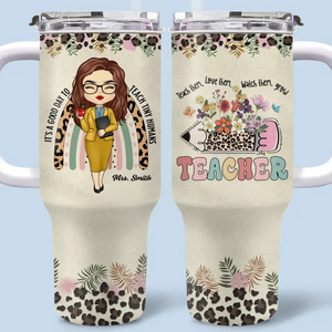 Enseigner, c'est toucher une vie pour toujours - Gobelet personnalisé en acier inoxydable de 40 oz avec poignée - Cadeau pour enseignant