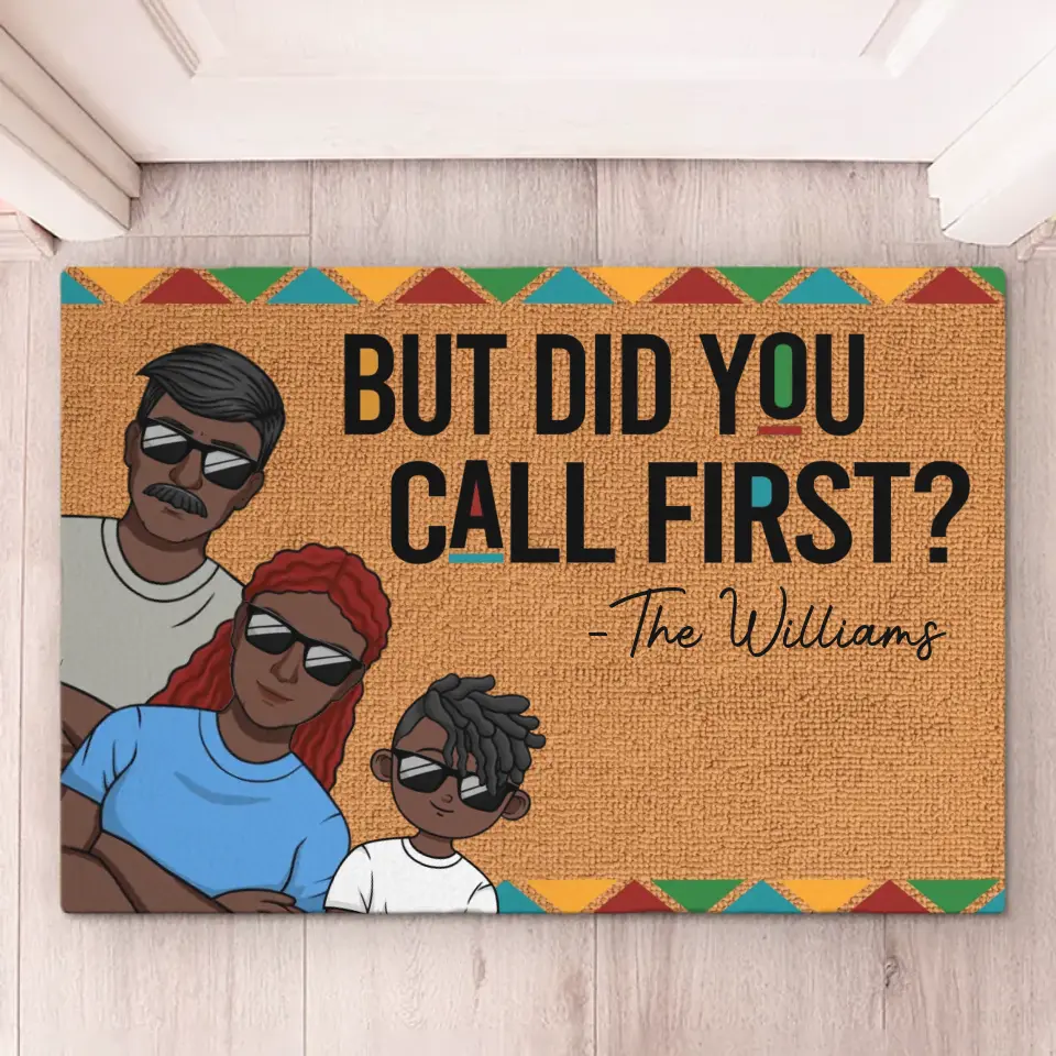 Notre famille a l'air cool - Tapis décoratif personnalisé pour la maison - Cadeau de pendaison de crémaillère pour les membres de la famille