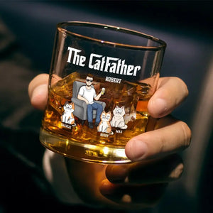 Dormez tard, amusez-vous, soyez sauvage et buvez du whisky - Verre à whisky personnalisé chat - Cadeau pour propriétaires d'animaux et amoureux des animaux