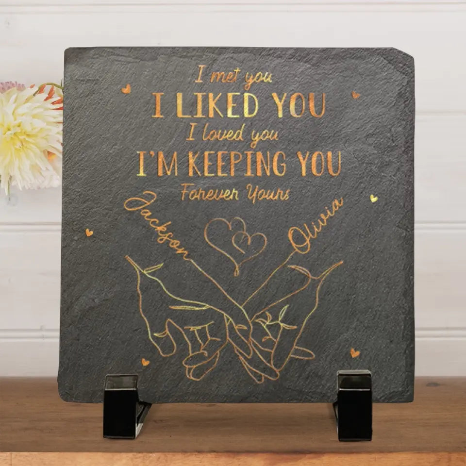 Tu fais sourire mon cœur ! Pierre carrée personnalisée avec support pour couple ; cadeau pour mari et femme, anniversaire