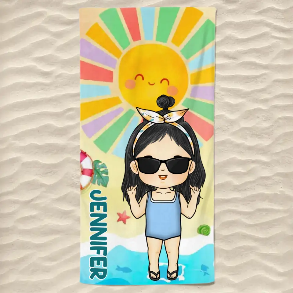 Sentez la mer et le ciel - Serviette de plage personnalisée pour toute la famille - Cadeau de vacances d'été, cadeau d'anniversaire pour les membres de la famille