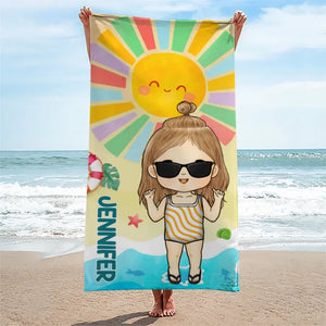 Sentez la mer et le ciel - Serviette de plage personnalisée pour toute la famille - Cadeau de vacances d'été, cadeau d'anniversaire pour les membres de la famille