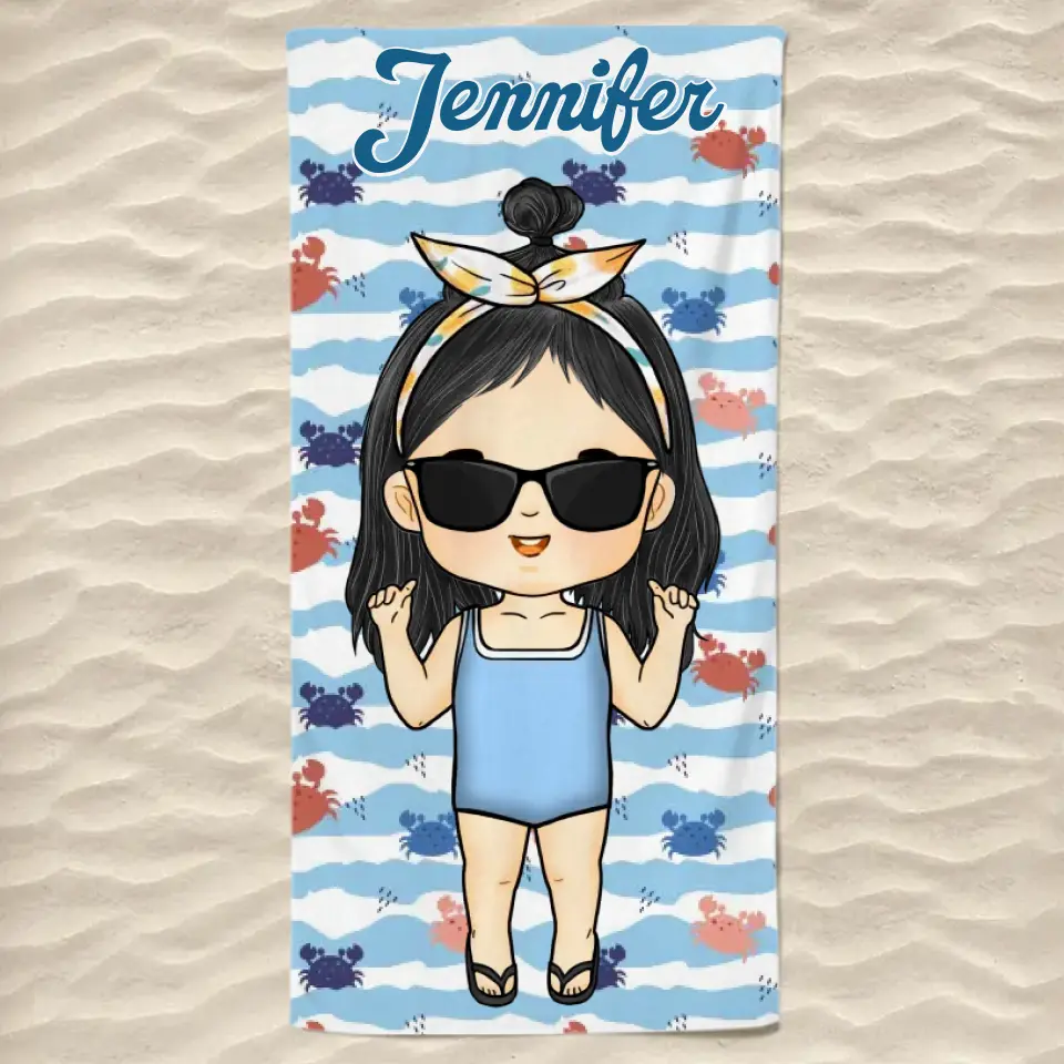 C'est l'été et l'heure de flâner - Serviette de plage personnalisée pour la famille - Cadeau de vacances d'été, cadeau de fête d'anniversaire à la piscine pour les membres de la famille
