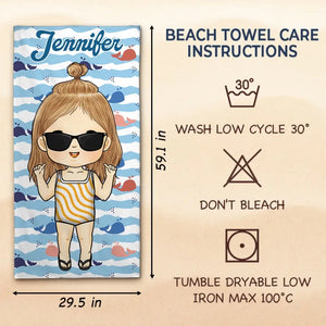 C'est l'été et l'heure de flâner - Serviette de plage personnalisée pour la famille - Cadeau de vacances d'été, cadeau de fête d'anniversaire à la piscine pour les membres de la famille