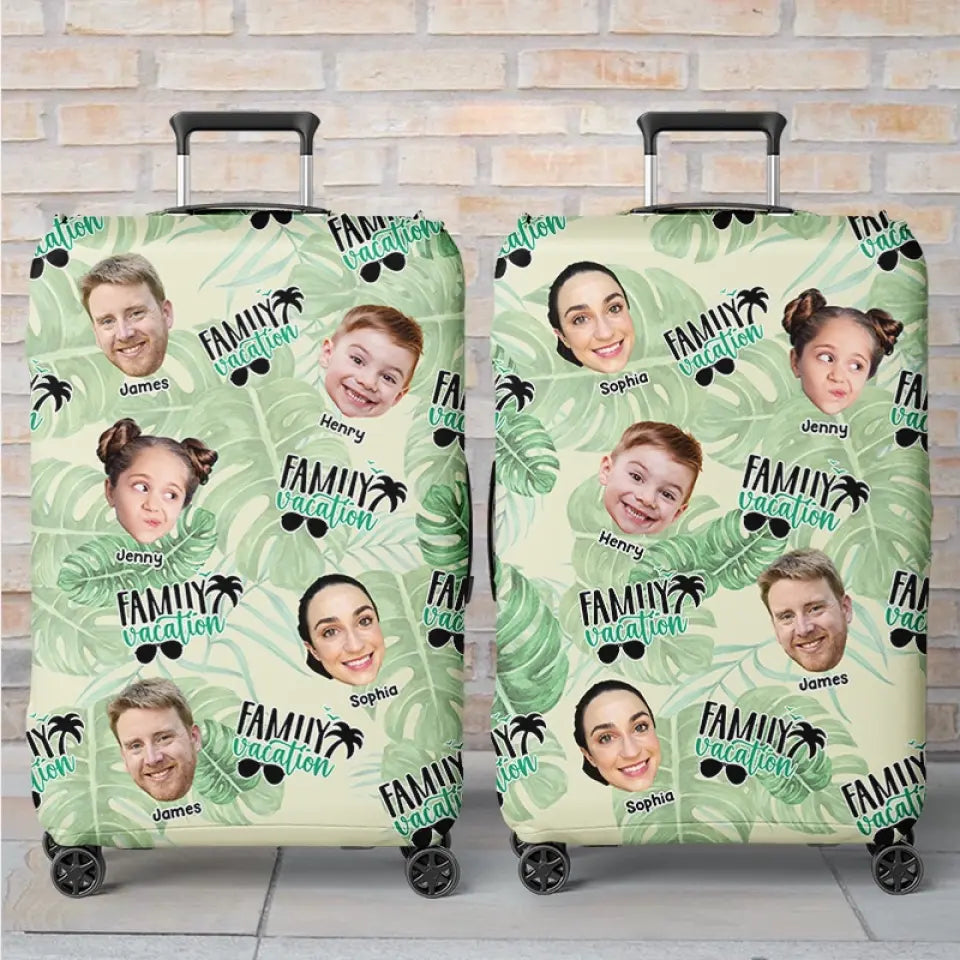 Housse de bagage personnalisée avec photo « N'oubliez pas que le bonheur est une façon de voyager » - Cadeau de vacances d'été pour les membres de la famille