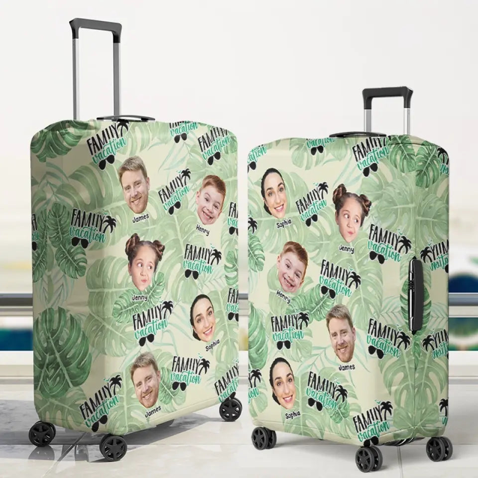 Housse de bagage personnalisée avec photo « N'oubliez pas que le bonheur est une façon de voyager » - Cadeau de vacances d'été pour les membres de la famille
