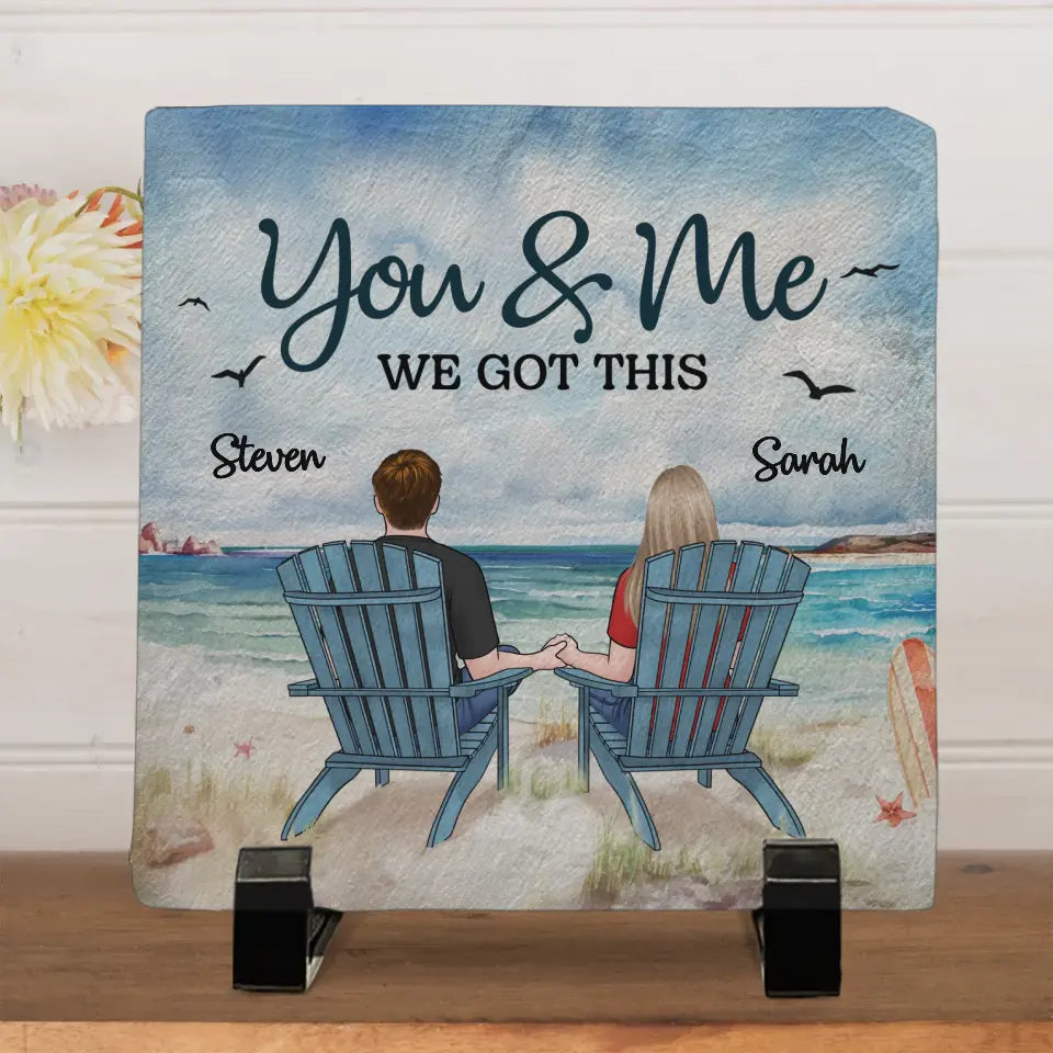 Tu es l'amour de ma vie - Pierre carrée personnalisée avec support pour couple - Cadeau pour mari et femme, anniversaire
