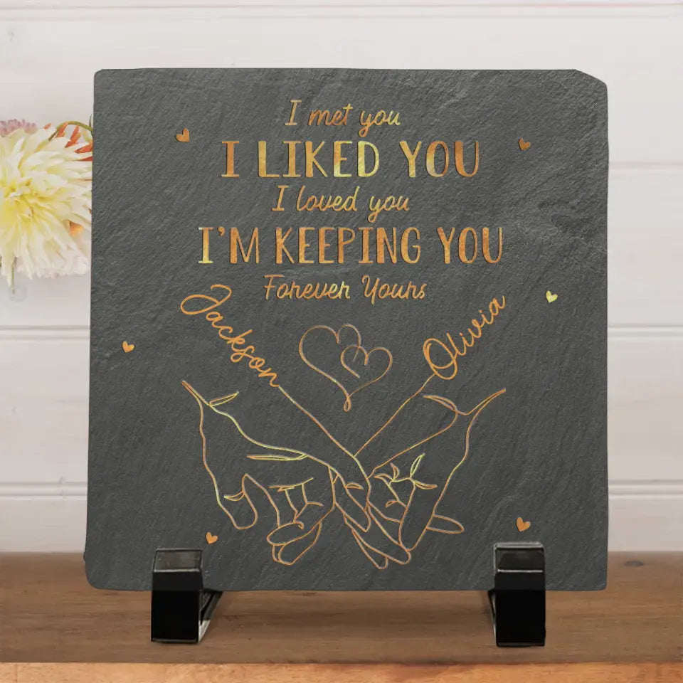Tu fais sourire mon cœur ! Pierre carrée personnalisée avec support pour couple ; cadeau pour mari et femme, anniversaire