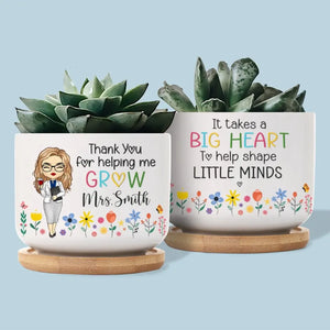 Un enseignant prend une main, ouvre un esprit et touche un cœur - Pot de fleurs en céramique personnalisé pour la décoration intérieure - Cadeau pour enseignant