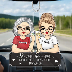 Conduisez prudemment et amusez-vous ! Décoration de voiture personnalisée pour la famille - Acrylique en forme personnalisée - Cadeau pour maman, fille, fils
