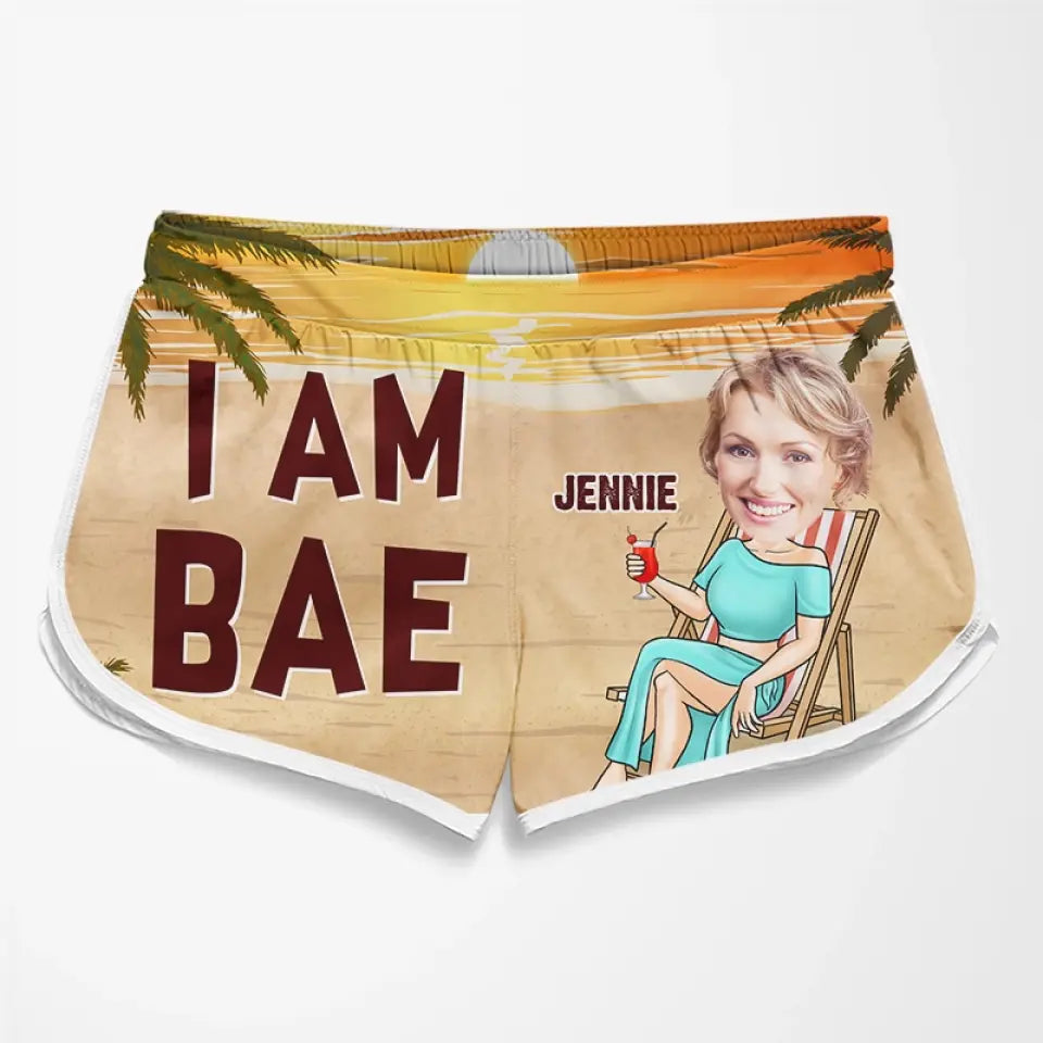 Photo personnalisée « Je suis mon chéri » - Short de plage hawaïen tropical personnalisé et amusant pour couple - Cadeau de vacances d'été, cadeau de fête d'anniversaire pour mari et femme