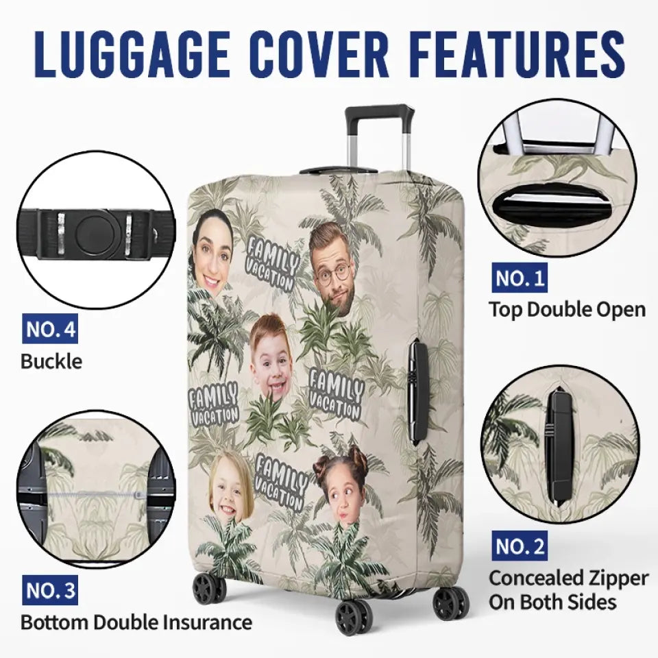 Un voyage en famille personnalisé avec photo : un voyage de rêve ! Housse de bagage personnalisée pour toute la famille ! Cadeau idéal pour les vacances d'été