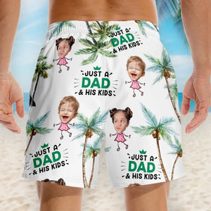 Photo personnalisée juste un père et sa fille - Short de plage hawaïen tropical personnalisé pour hommes - Cadeau de vacances d'été pour papa et grand-père