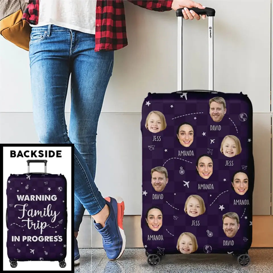 Housse de bagage personnalisée avec photo « Le ciel nous appelle et nous devons y aller » - Cadeau de vacances d'été pour les membres de la famille