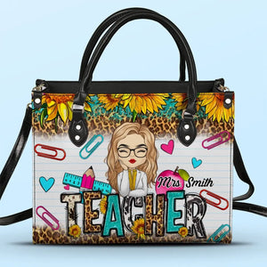 Un enseignant est une belle fleur - Sac à main en cuir personnalisé pour enseignant - Cadeau pour enseignant