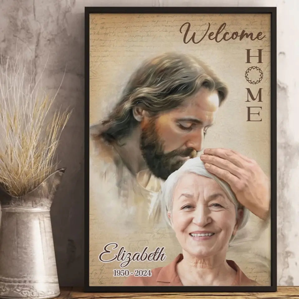 Photo personnalisée en souvenir de vous avec amour - Affiche verticale personnalisée commémorative - Cadeau de condoléances pour les membres de la famille