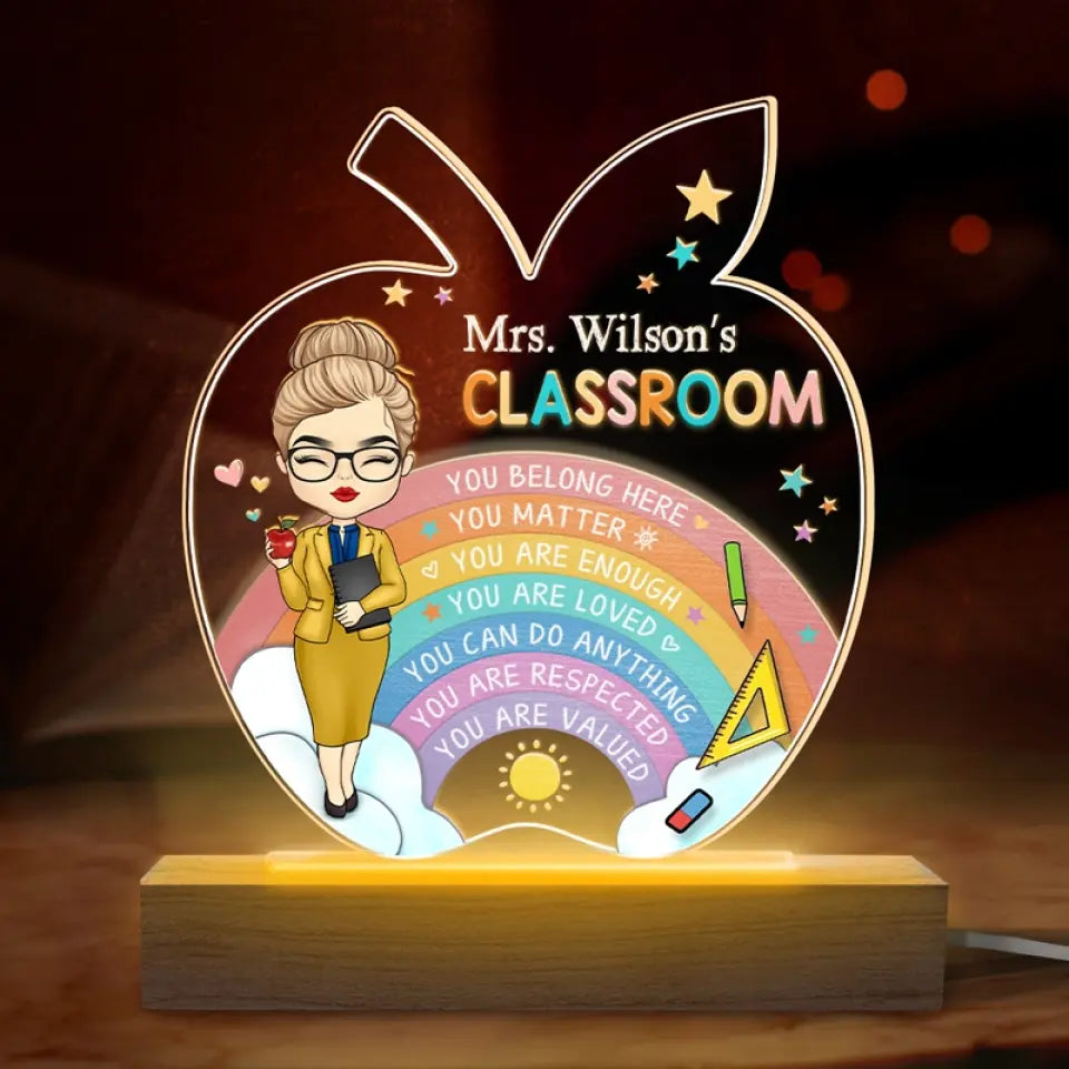 Une pomme pour le professeur - Lampe LED 3D personnalisée pour le professeur - Cadeau pour le professeur