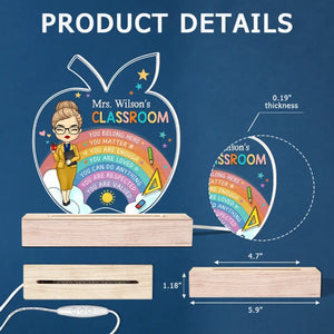 Une pomme pour le professeur - Lampe LED 3D personnalisée pour le professeur - Cadeau pour le professeur